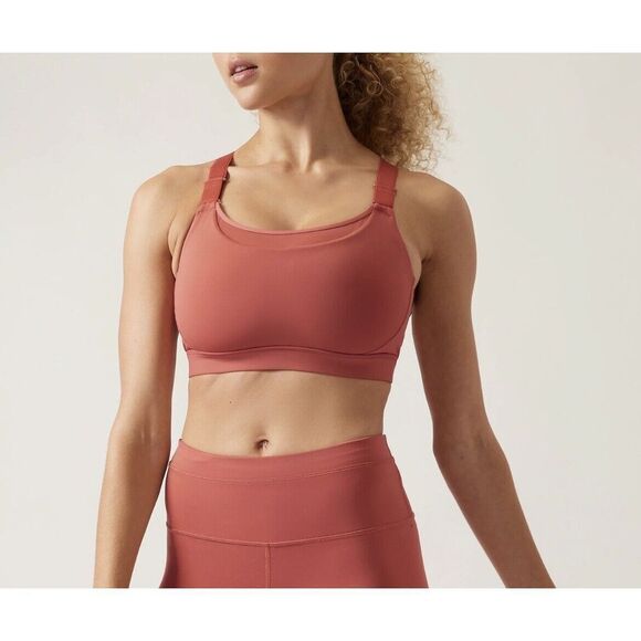 ATHLETA Womens Ultimate Adjustable Bra D-DD NEW Sz Large L Muted Red Racerback - Picture 1 of 12